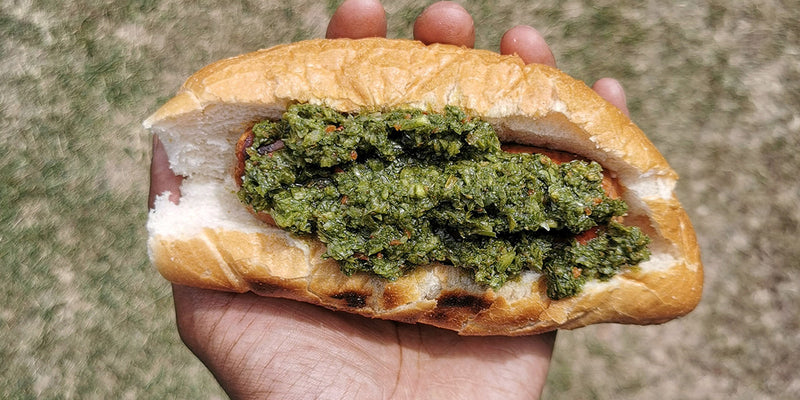 Choripan: Grilled Chorizo with Chimichurri